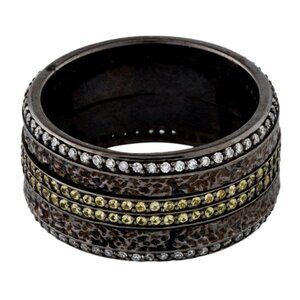 STEPHEN WEBSTER DIAMOND & YELLOW SAPPHIRE STERLING SS HIGHWAY SPINNER BAND RING